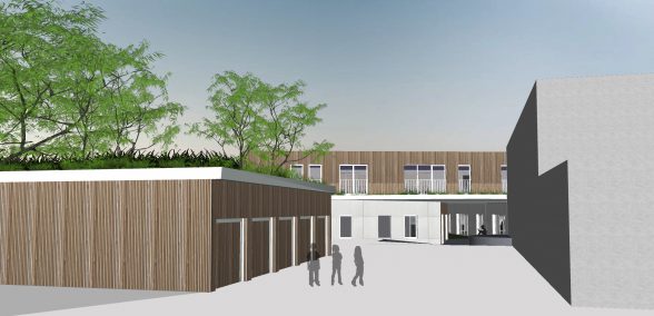 kleur render voor nieuwe jeugdlokalen Hooglede door ROBUUST architectuur en onderzoek
